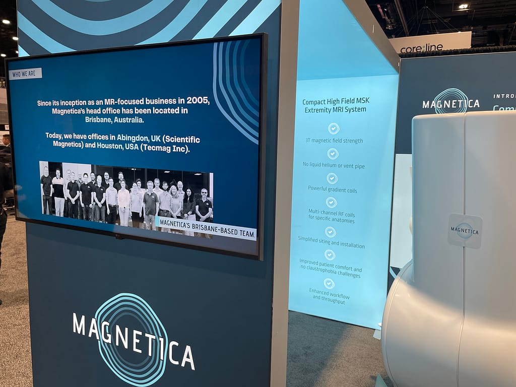 The Magnetica RSNA 2023 booth lightbox display.
