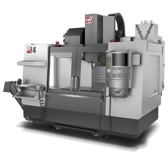 Haas VF4 Machining Centre 4 used for the production of Magnetica's OEM and custom gradient coils and RF coils, critical subcomponents in MRI systems.